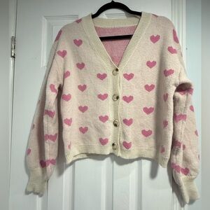 Charming Pink Heart Women's Cardigan